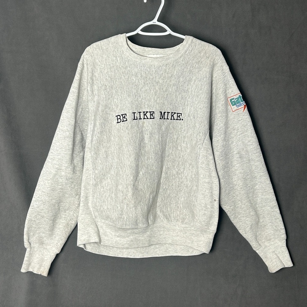 VTG 90s Lee Gatorade Be Like Mike Michael Jordan Crewneck Sweatshirt Mens M Gray